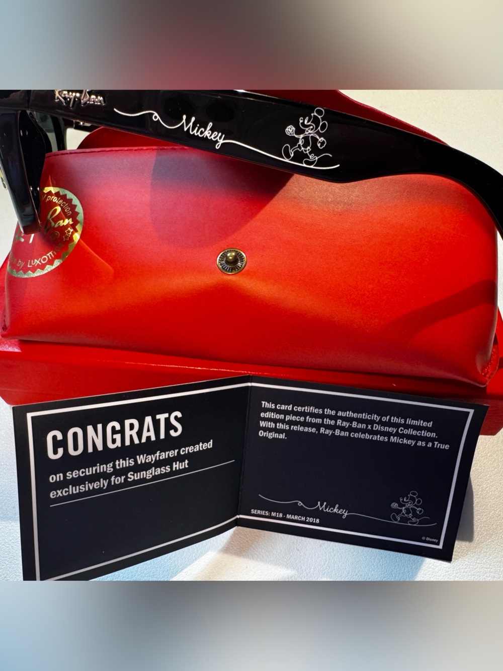 Rare Disney x Ray-Ban Wayfarer Mickey Sunglasses with Case